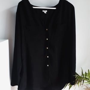 Guess Black Long button down shirt Golden buttons